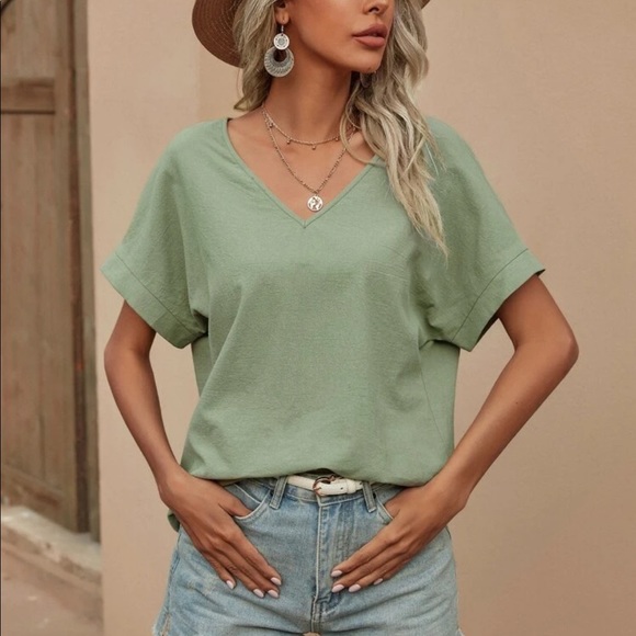 Boho V neck batwing sleeve top - Picture 7 of 7